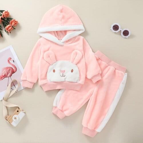 Newborn Baby Girls Boys Clothes Animal Hooded Fleece Sweatshirt +Pants Set Baby Warm Outfits Winter Girl Clothing 6 9 12 18 24 M