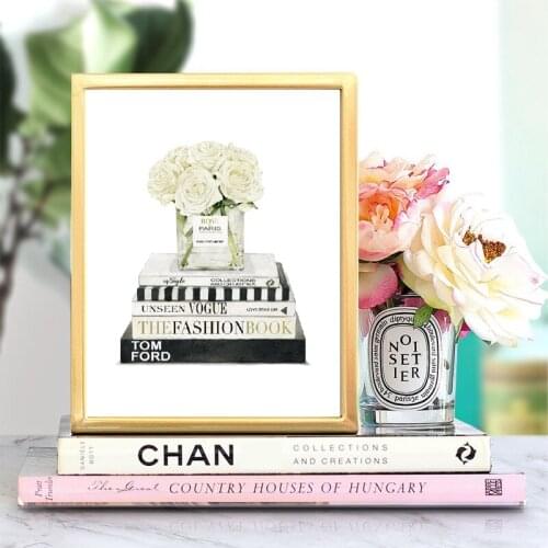 Art Canvas Painting Fashion Poster Feminist Print Girls Room Wall Decor Watercolor White Roses Bathroom Vanity Decoration