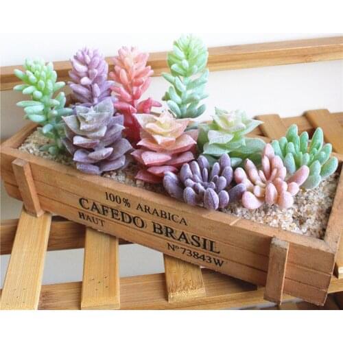 Green Pink Purple Flocking Artificial Succulents Plants Home Garden Decoration Fake Plants Desktop Bonsai Plants cactus