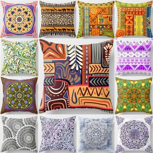 Beauty geometry mandala different geometric pattern pillow cases short plush square thick pillow cover size 45cm by 45cm