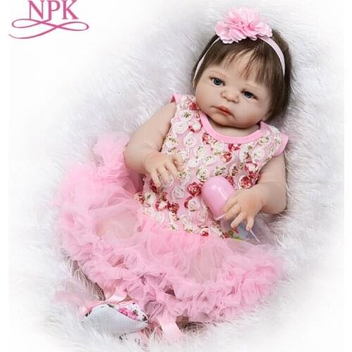 NPK 22" Adorable girl toddler bebe alive dolls full silicone vinyl reborn baby dolls realistic newborn babies dolls bebes reborn
