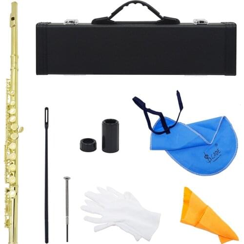 M MBAT 16 Closed Open Holes C Cross Transverse Flute Cupronickel Concert Flute Instrument With E Key Leather Case Accessories