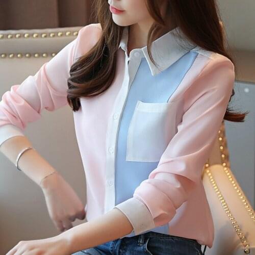 Fashion Woman Blouses 2021 Long Sleeve Blouse Women Turn Down Collar Chiffon Blouse Shirt Women Tops Clothes Blusa Feminina C555