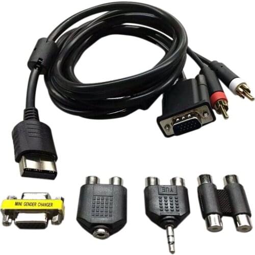 NEW-1.8M/6Ft for SEGA DC Game Console to VGA Video Effect and Audio Cable to Monitor Projector TV Audio Cable with Adapter