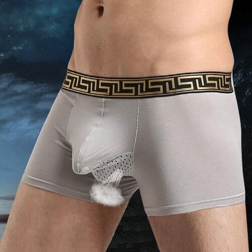 Underwear men mens hollow out separates scrotum design Modal cotton male mens underwear boxer shorts cuecas sexy underpants