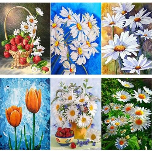 New 5D DIY Diamond Painting Flower Diamond Embroidery Cross Stitch Rhinestone Full Square Round Drill Crafts Art Home Decor Gift