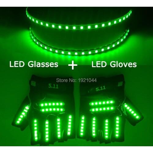 New Style LED Costume Suit LED Glasses + LED Gloves Festival Performance Props LED Laser Glasses LED Light up Gloves Party Decor