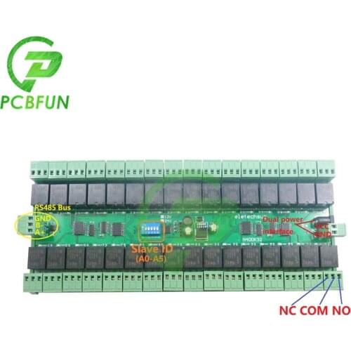 DC 12V 24V 32ch Modbus RTU RS485 Relay Switch Board 485 Bus Remote Control Switch 32-channel PLC Expanding Board