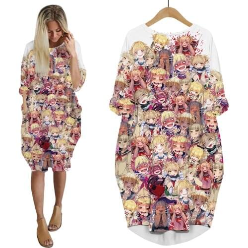 CLOOCL Anime My Hero Academia Dress Women 3D Printed Long Sleeve Hip Hop Streetwear Harajuku Female Casual Pocket Dresses