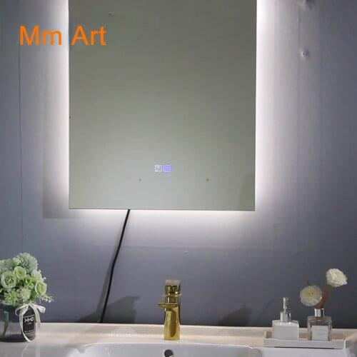 80x60cm 50x70cm CE/TUV/ETL Rectangular Bath Anti Fog Makeup Three Color LED Light Wall Mounted Bathroom Mirror