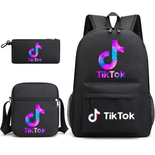 Hot TIK TOK Backpack 3pcs/set Women Men Nylon Backpack Female Casual Shoulder Bags For Teenage Girl School Bag Bagpack Rucksack