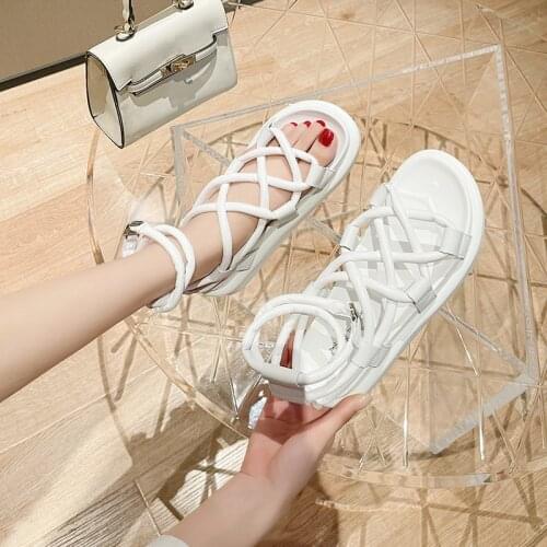 New Summer Women Sandals Woman Flip Flops Cross Tied Flats Ladies Gladiator Sandals Female Black Brand Sandals Zapatos De Mujer