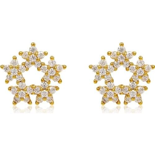 Bettyue New Fashion Five-pointed Star Shape Elegant Stud Earring Four Color Choice For Women Zirconia Dress-up Festival Gift