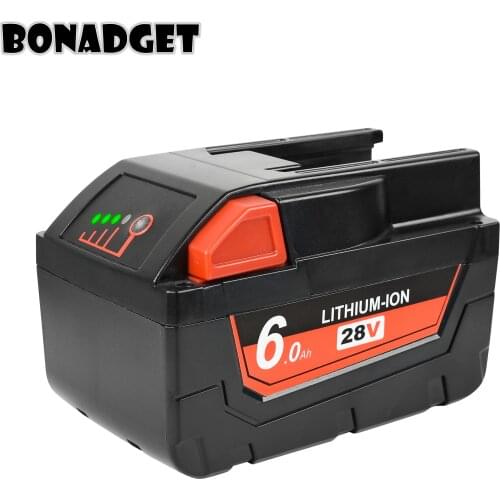 Bonadget M28 Battery 28V 6.0Ah Li-ion Replacement Battery for Milwaukee Battery M28 M28B M28BX 48-11-2830 0730-20 Tool Battery