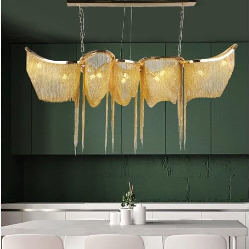 Modern Restaurant Lamp Led Hotel Crystal Lights Luxury,Home Pendant Light Contemporary Oval Aluminum Chain Pendant Lamp