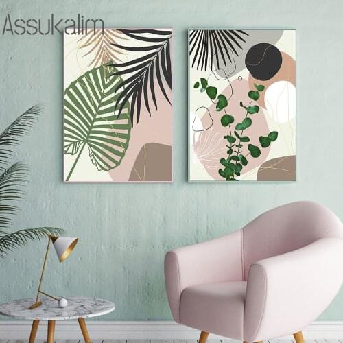 Tropical Plant Leaves Wall Art Canvas Painting Nordic Poster Minimalist Art Print Abstract Wall Pictures For Living Room Decor
