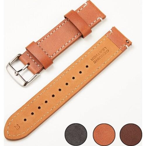Smart Quick Release Spring Watchband 20mm 22mm Handmade Oil Wax Leather Strap First Layer Cowhide Belt for Watch Men Black Brown