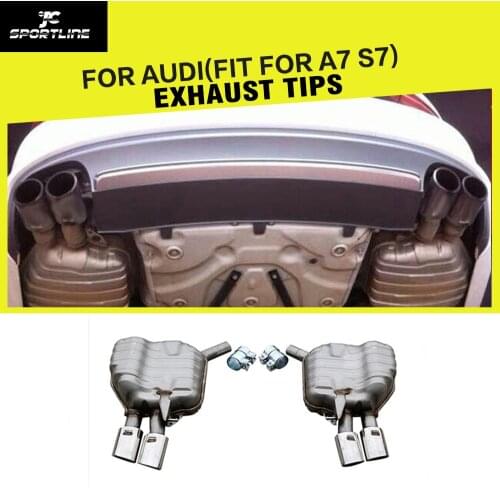 Stainless Steel Auto Car Exhaust Tips Tailpipes Trims for Audi A7 2013 - 2015