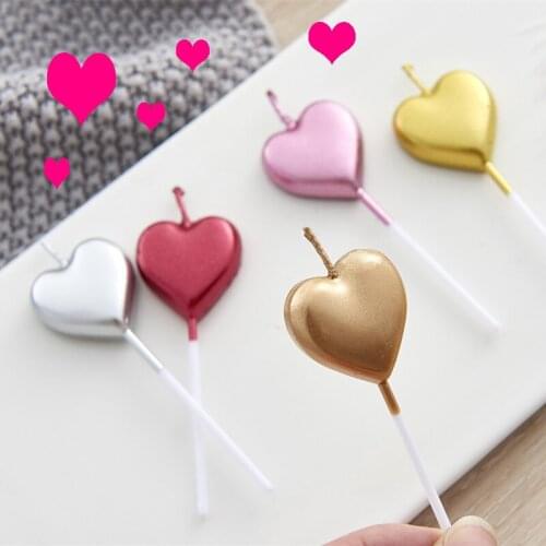 1pcs/set Mental Color Flame Cake Topper Birthday Candle Twist Spiral Candles Heart Star Romantic Cake Decoration Tool