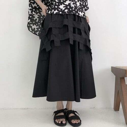 Large Yamamoto dark long pleated skirt black design skirt a-word summer thin skirt for women