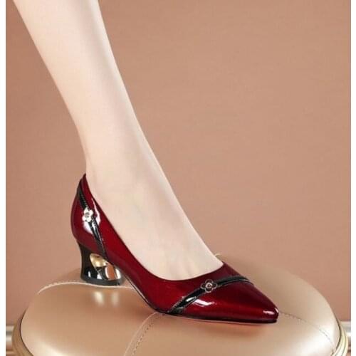 Women Fashion Sweet Comfortable Office High Heel Shoes Lady Casual Flock Black Office Shoes