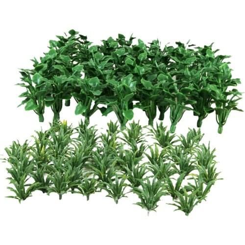 100Pcs Mini Plastic Heart Sword Shape Leaves Grass Model HO Layout Diorama Architecture Scenery Accessories
