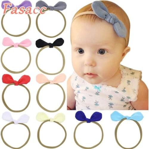 14pcs/lot Bow Headband Rabbit Bowknot Headbands Kids Hair Accessories Girls Bow With Elastic Band kids Hairband KT75