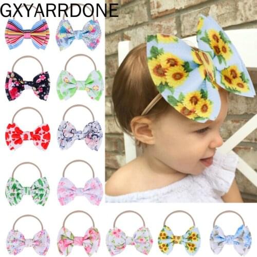 2019 Baby Girl Flower Headbands For Girls Bandeau Bebe Fille Baby Hair Accessories Nylon Turban Bows Newborn Headband Headwrap