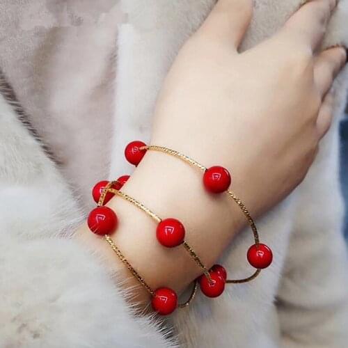 2019 Handmade Beaded Bracelet Female Red Pearl Multi-layer Bracelets For Women Jewelry Dropshiping