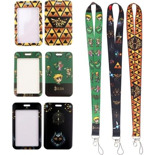 24pcs/lot MD645 DMLSKY Cartoon Game Card Holder ID Holder Man Woman Bus Card Holder Staff Card With Lanyard
