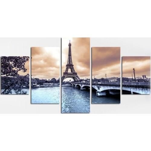 5 Panel Paris Cityscape Paintings Frame Canvas Print Modern Wall Art Pictures for Living Room Modular Posters Home Decoration