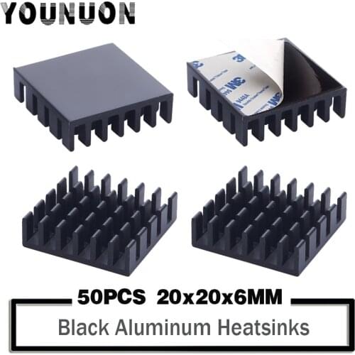 50Pcs YOUNUON Extruded Aluminum heatsink heat sink 20x20x6mm for electronic Chip VGA RAM LED IC radiator COOLER cooling