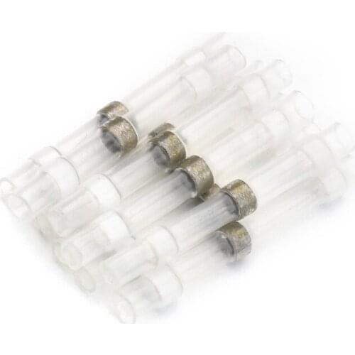 White 1.5mm Electrical Cable Wire Connector 50Pcs Heat Shrink Solder Butt Splice Terminals AWG 26-24 Seal Soldering Terminal Kit