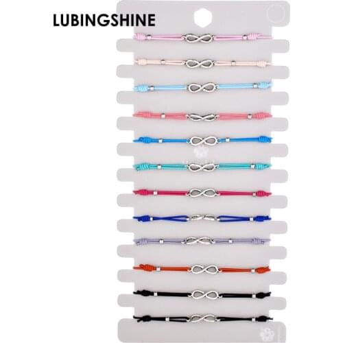 Ethnic Infinity Love Charms Bracelets Bangles 12PCS/set Yoga Adjustable Bead Bracelet Handmade Braided For Women Fashion Jewelry