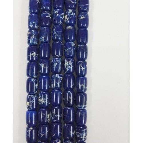 Wholesale dark blue Imperial onyx Gem Stone barrel Beads. tube cylinder bead 12mm*16mm 45pcs/lot for jewelry accessories