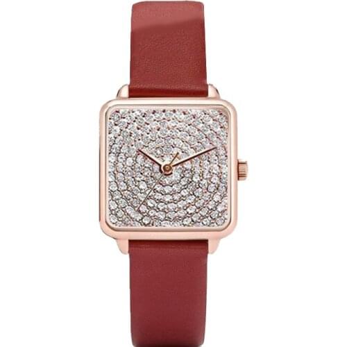 New Watch For Women Luxury Diamond Square Dial Pink Strap Quartz Watches Womens Fashion Casual Business Clock Gifts Reloj Mujer