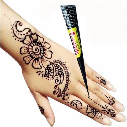 Black Waterproof Body Paint Indian Henna Paste Temporary Tattoo Hena Art Cream Cone For Stencil Mehndi Body Art