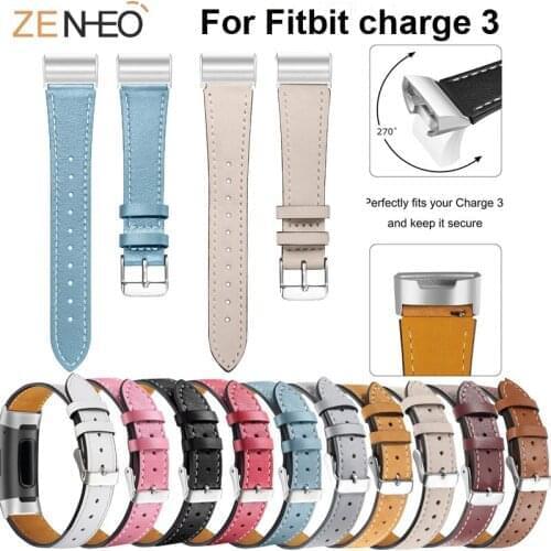 Colorful fashion Genuine Leather Wristband For Fitbit Charge 3 watch Bracelet Straps For Fitbit Charge 3 Smart watches Strap