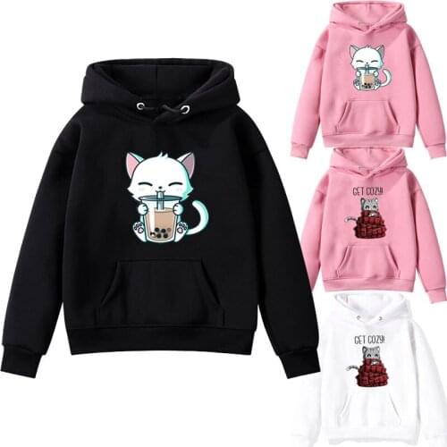 Children Animal Sweatshirts Kawaii Cat Boys Girls Hoodie Winter Pocket Hoodie Kids Baby Fashion Coat Casual Harajuku Clothes