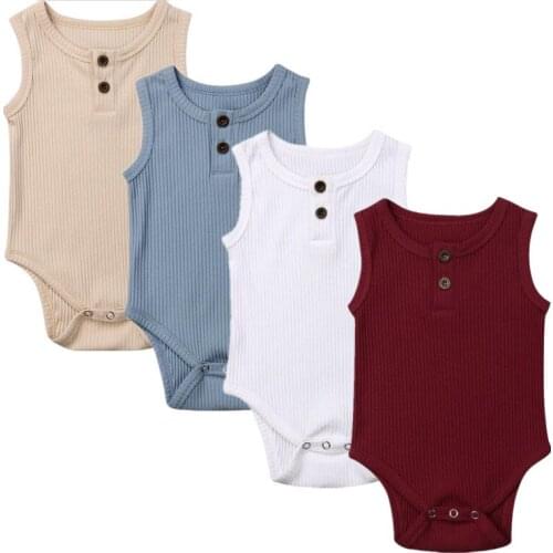 Baby Clothes Cute Newborn Baby Boy Girl Cotton Sleeveless Jumpsuit Romper Outfit Casual Clothes 8 Colours