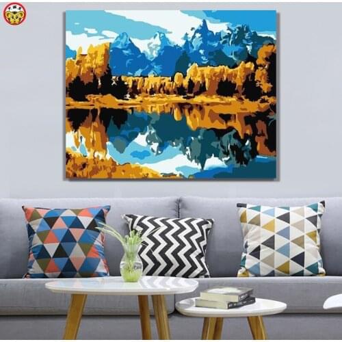 Diy oil painting by numbers art paint by number Natural landscape decoration painting Street view bedroom decorative painting