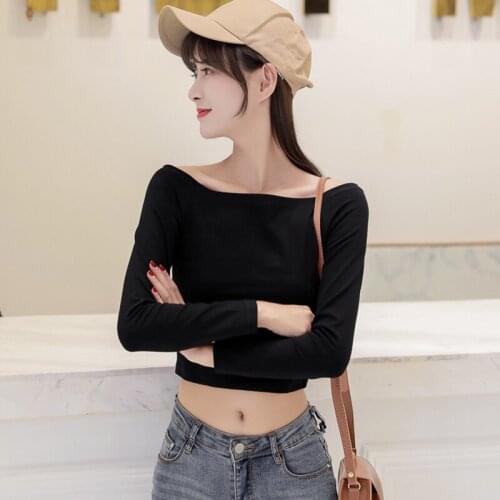 Off the shoulder long sleeve tshirt women tshirts cotton t-shirt tee shirt femme white t shirt women clothes 2019 camiseta mujer