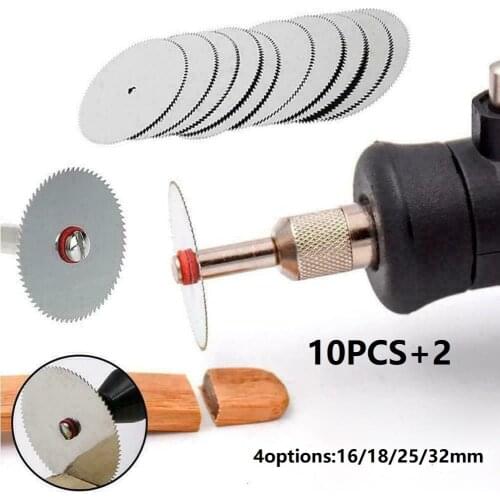 Hot 12pcs/Set Cutter Mini Carbon Steel Circular Saw Disc With Mandrel + 2 X Rod Dremel Rotary Cutting Fast Shipping Wholesale