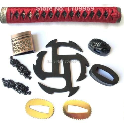 Nice Metal Craft Iron Hand Guard for Japanese Samurai Katana/Wakizashi Sword DIY Fitting Set TSUBA+FUCHI+KASHIRA+MENUKI+HABAKI