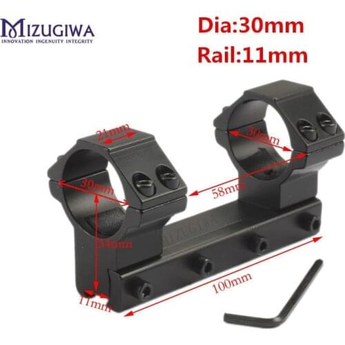 MIZUGIWA Scope Mount 25.4mm 1" /30mm Ring One Piece Low Profile Dovetail 11mm Picatiiny Rail Waver 100mm Riflescope Flashlight
