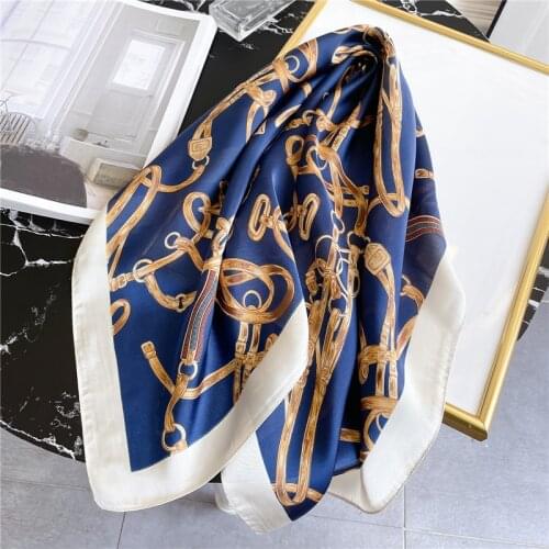 Summer Silk Scarf Square Lady Neck Hairband Design Print Shawl Wrap Handkerchief Women Bandana Spring New Accessories 2021