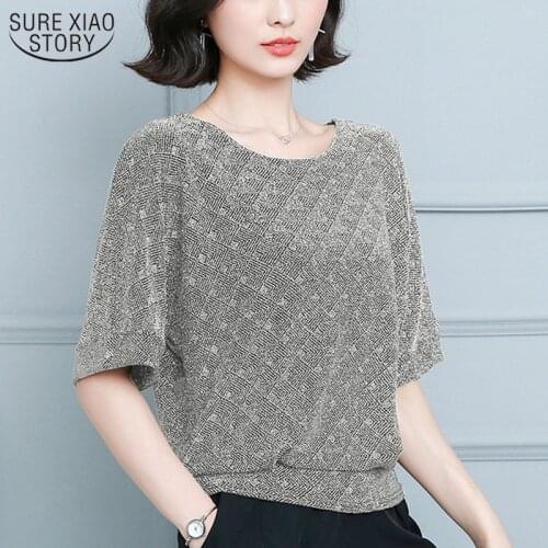 Fashion Elegant Shiny Sequin Blouse Glitter Shirt Tops Tunic Women Blouses Red Golden Shine Womens Blouses Plus Size New 12853