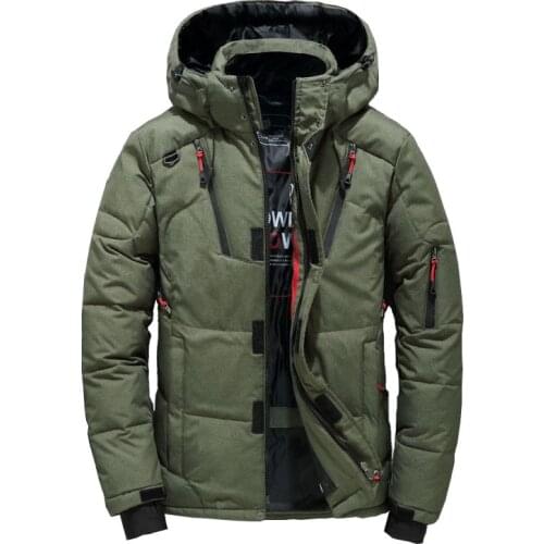 Mcikkny Fashion Mens Winter Warm Jackets Outwear Casual Thermal Duck Down Parka Coats Male Hooded