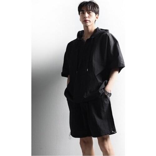 Mens fashion short sleeve large casual top hip hop sports T-shirt Hoodie