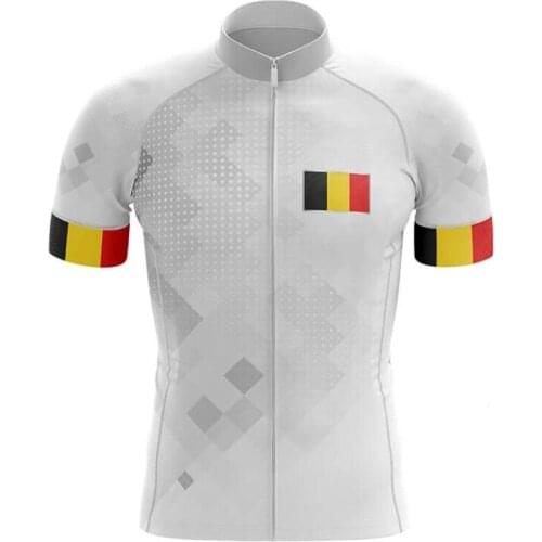 Belgium Pro Summer Men Cycling Jersey Short Sleeve Breathable MTB Road Bike Tops Full Zipper Quick Dry Bicycle Riding Jersey
